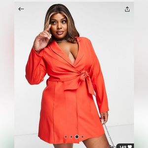 ASOS Plus tie front blazer dress tomato red